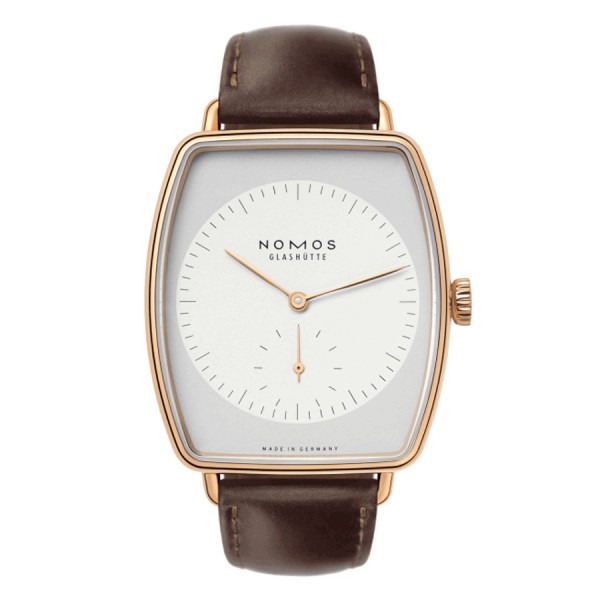  Montre NOMOS Lux Hermelin or rose mécanique bracelet cuir interchangeable brun 38,5 x 34 