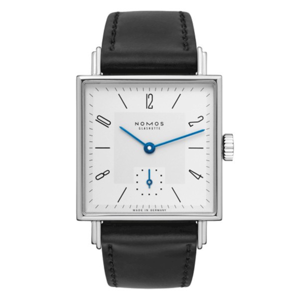  Montre NOMOS Tetra 27 mécanique cadran blanc bracelet cuir véritable noir 27,5 