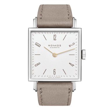  Montre NOMOS Tetra 27 Duo mécanique bracelet cuir beige 27,5 