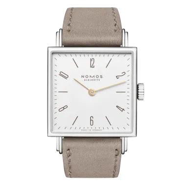  Montre NOMOS Tetra 27 Duo mécanique bracelet cuir beige 27,5 