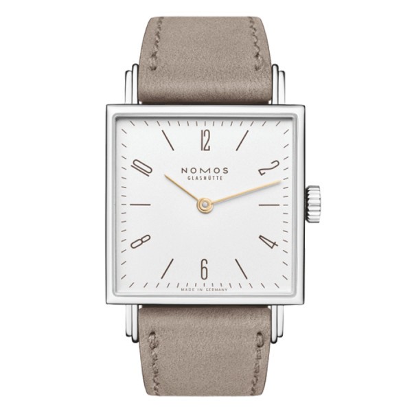  Montre NOMOS Tetra 27 Duo mécanique bracelet cuir beige 27,5 