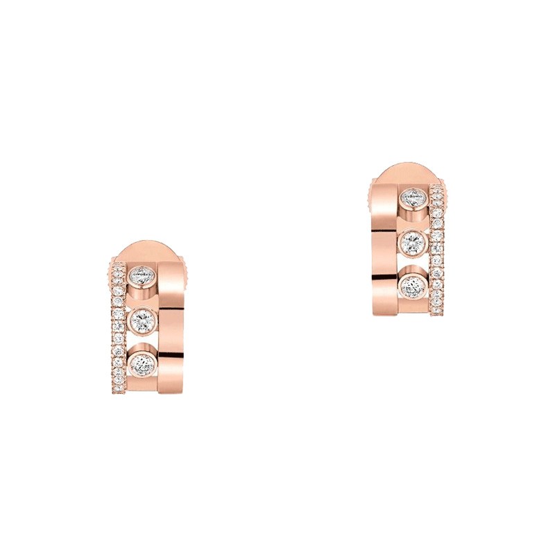 Mini créoles Messika Move Romane en or rose et diamants