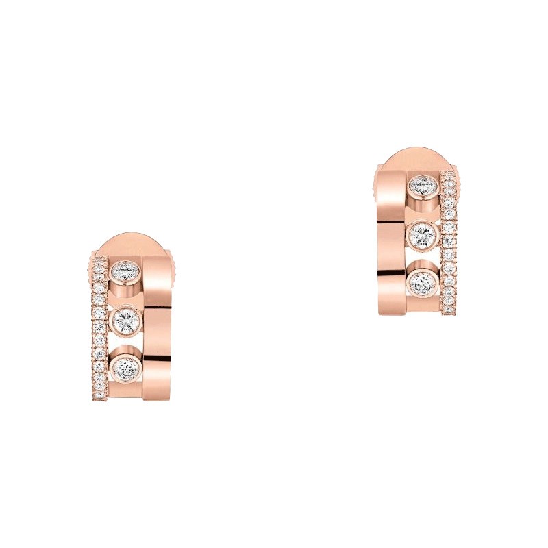 Mini créoles Messika Move Romane en or rose et diamants