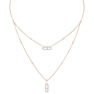 Collier Messika Move Uno 2 rangs Pavé en or rose et diamants