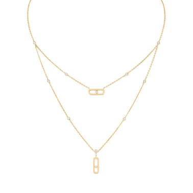 Collier Messika Move Uno 2 rangs en or jaune et diamants