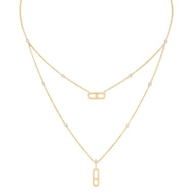 Collier Messika Move Uno 2 rangs en or jaune et diamants