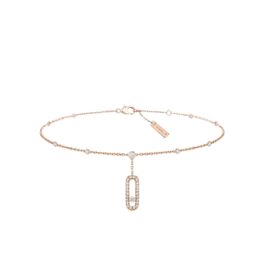 Bracelet de cheville Messika Move Uno Pavé en or rose et diamants