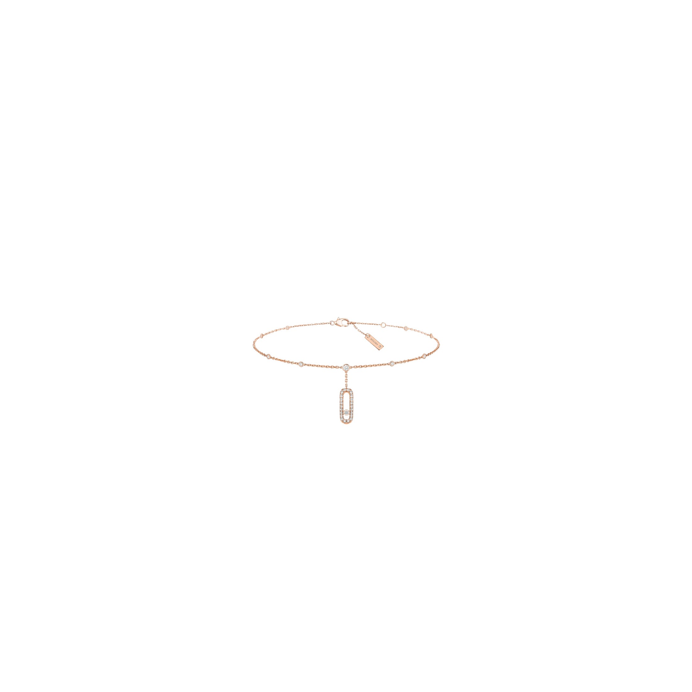 Anklet Move Uno Pave rose gold and diamonds Messika Lepage