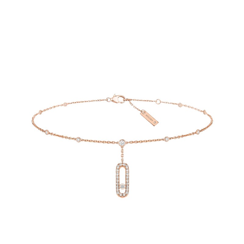 Bracelet de cheville Messika Move Uno Pavé en or rose et diamants