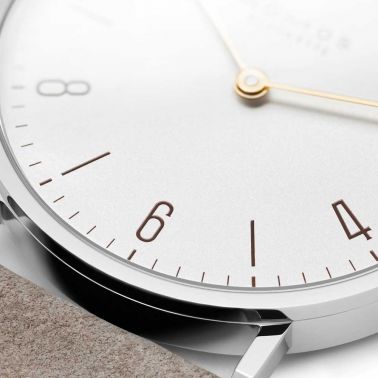 Montre NOMOS Tangente 33 duo mécanique bracelet cuir beige 32,8