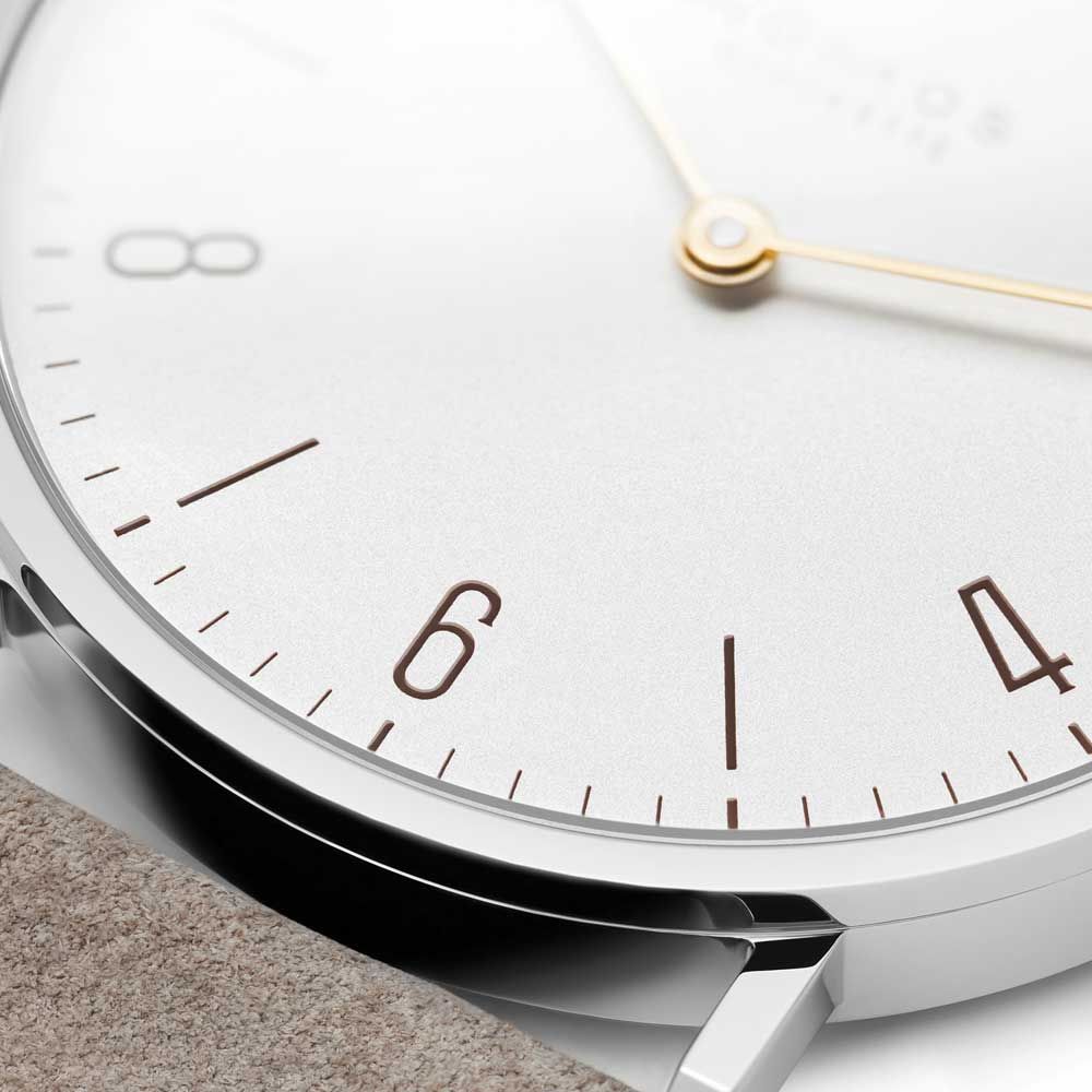 Montre NOMOS Tangente 33 duo mécanique bracelet cuir beige 32,8