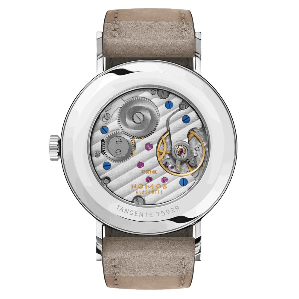  Montre NOMOS Tangente Bleu Nuit mécanique fond saphir bracelet cuir beige 35 