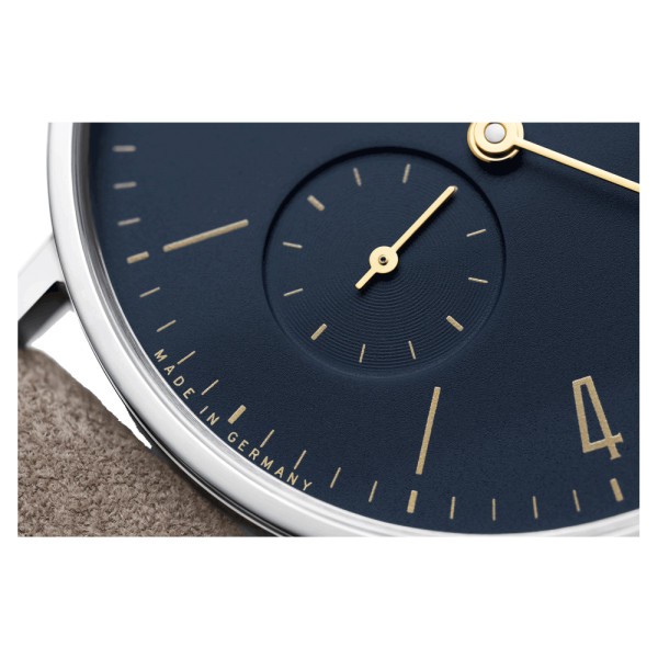  Montre NOMOS Tangente Bleu Nuit mécanique fond saphir bracelet cuir beige 35 