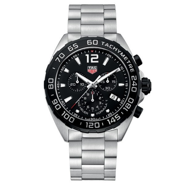 Montre TAG Heuer Formula 1 quartz cadran noir lunette noire bracelet acier 43 mm CAZ1010.BA0842