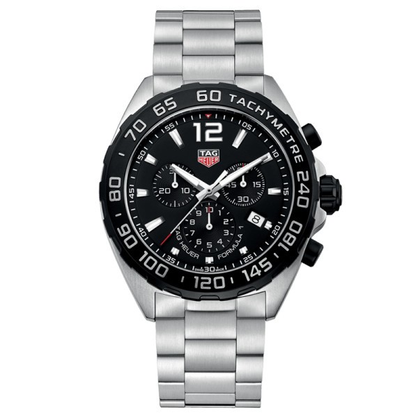 TAG Heuer Formula 1 quartz watch black dial black bezel steel bracelet 43 mm