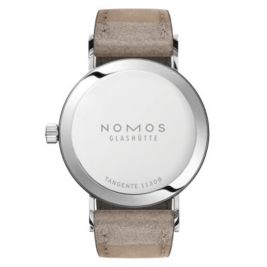  Montre NOMOS Tangente 33 champagne mécanique bracelet cuir beige 32,8 