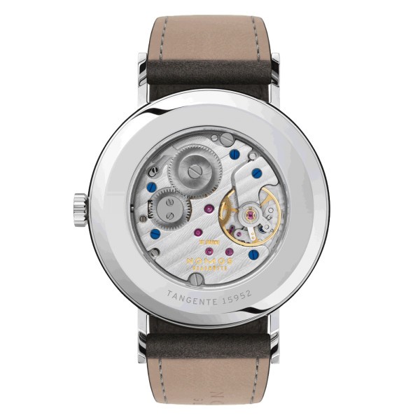 Montre NOMOS Tangente 38 mécanique fond saphir cadran bleu nuit bracelet cuir anthracite 37,5 mm 167