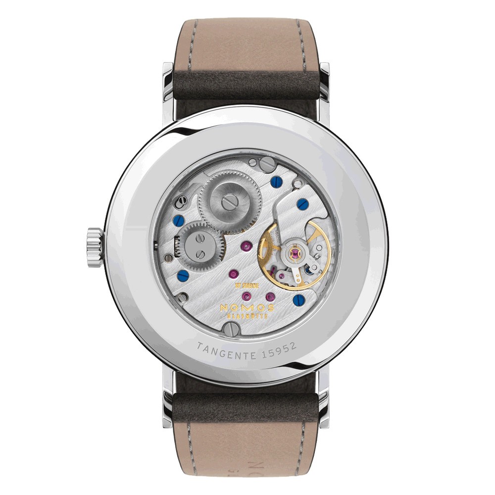  Montre NOMOS Tangente 38 Bleu Nuit mécanique fond saphir bracelet cuir anthracite 37,5 