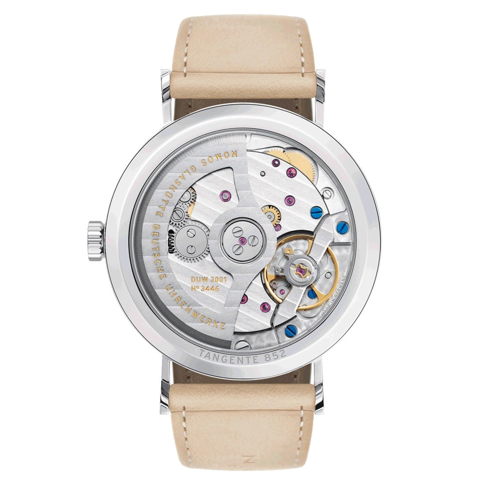  Montre NOMOS Tangente Neomatik champagne bracelet cuir tannage végétal  35 