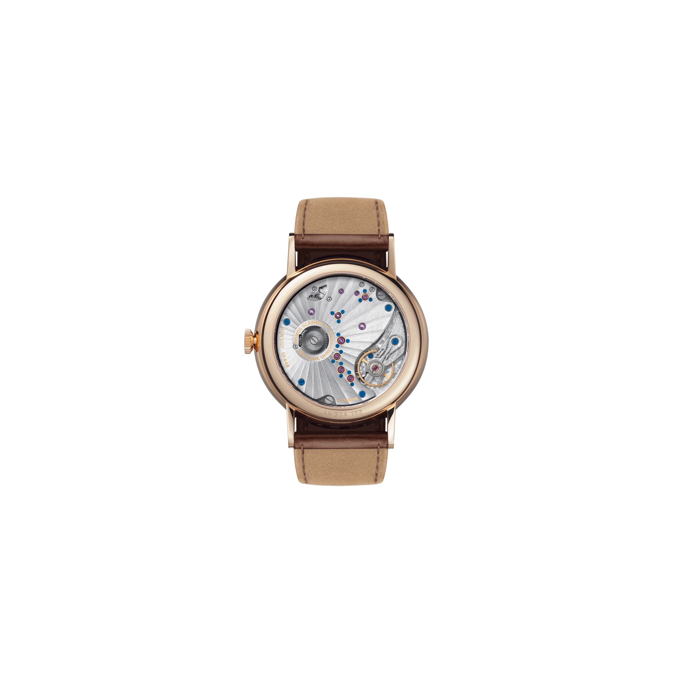 Nomos Lambda mechanical pink gold power reserve watch 930 Lepage