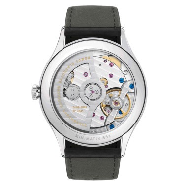 Montre NOMOS Minimatik automatique bracelet cuir noir cousu main 35,5 mm 1203