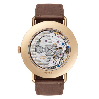  Montre NOMOS Metro Neomatik 39 automatique or rose bracelet cuir brun 38,5 