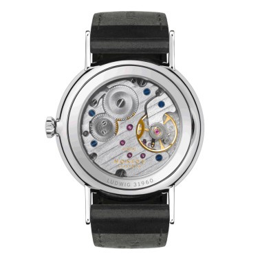 Montre NOMOS Ludwig mécanique fond saphir bracelet cuir véritable noir 35