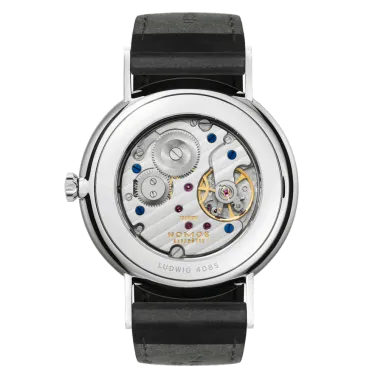 Montre NOMOS Ludwig 38 mécanique fond saphir bracelet cuir véritable noir 37,5
