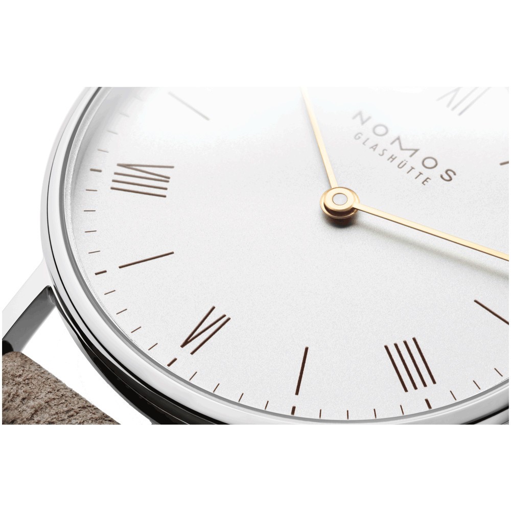 Montre NOMOS Ludwig 33 Duo mécanique bracelet cuir beige 32,8