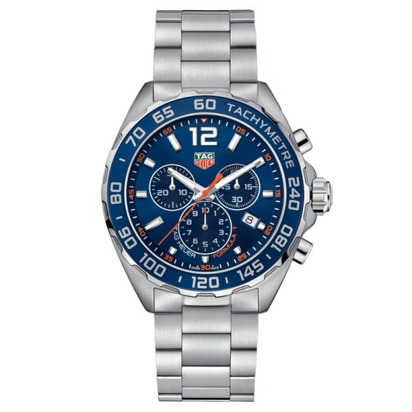 TAG Heuer Formula 1 quartz watch blue dial blue bezel steel bracelet 43 mm