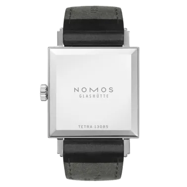  Montre NOMOS Tetra 27 mécanique cadran blanc bracelet cuir véritable noir 27,5 