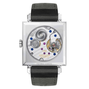  Montre NOMOS Tetra mécanique cadran blanc fond saphir bracelet cuir véritable noir 29,5 