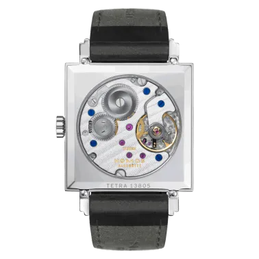  Montre NOMOS Tetra mécanique cadran blanc fond saphir bracelet cuir véritable noir 29,5 