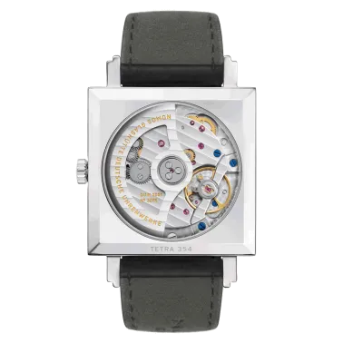  Montre NOMOS Tetra Neomatik 39 silvercut bracelet cuir cousu main noir 33 