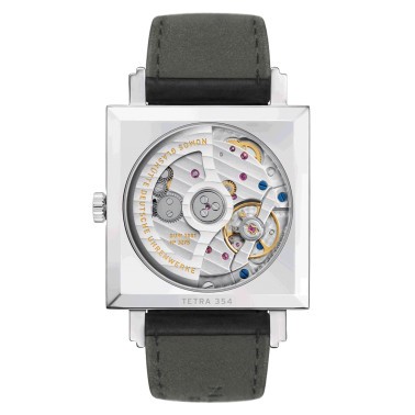  Montre NOMOS Tetra Neomatik 39 silvercut bracelet cuir cousu main noir 33 