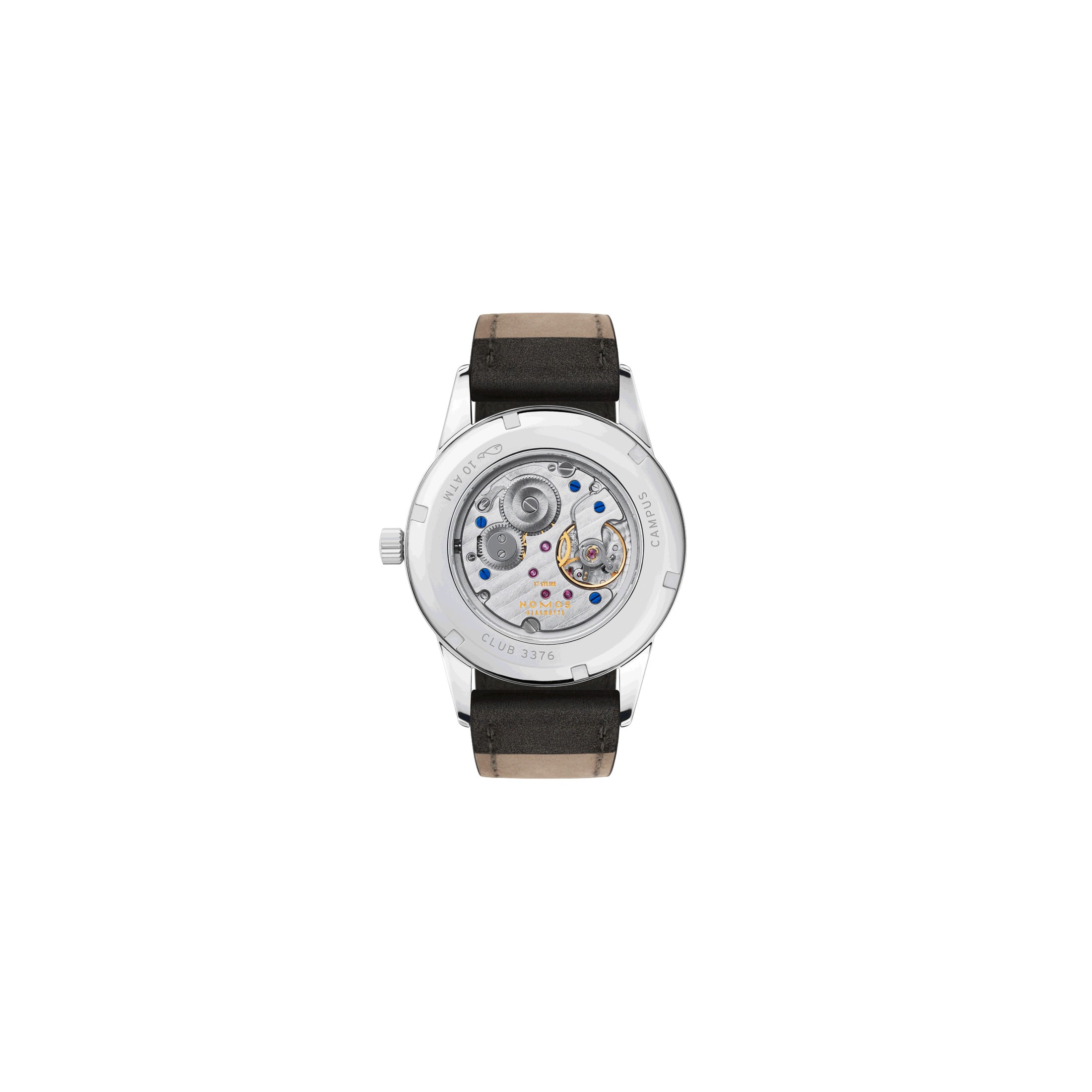 Nomos Club Campus 38 mechanical sapphire crystal back 738 Lepage