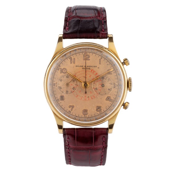 Baume et Mercier Capeland Telemeter gold watch 1950s 37 mm
