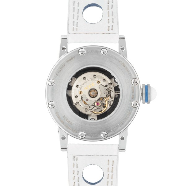 Montre BRM GF7 automatique inox cadran squeletté blanc aiguilles bleues 38 mm