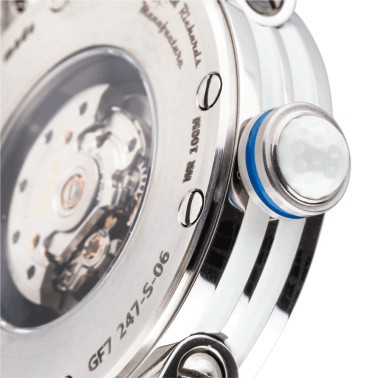 Montre BRM GF7 automatique inox cadran squeletté blanc aiguilles bleues 38 mm