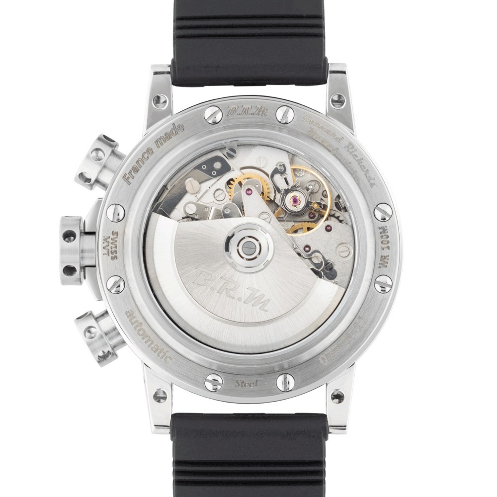 Montre BRM V12 automatique inox cadran bouchonné aiguilles rouges 44 mm