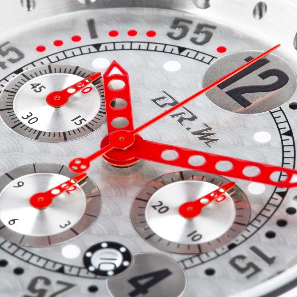 Montre BRM V12 automatique inox cadran bouchonné aiguilles rouges 44 mm