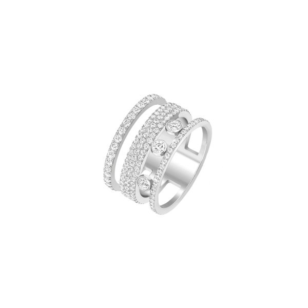 Bague Messika Move Romane Pavée grand modèle en or blanc et diamants