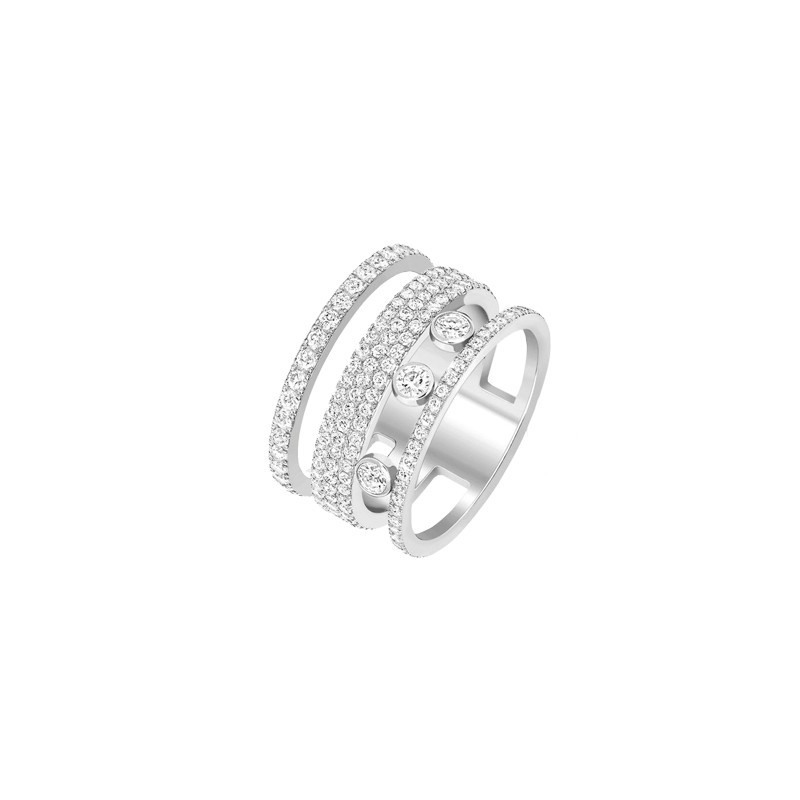Bague Messika Move Romane Pavée grand modèle en or blanc et diamants