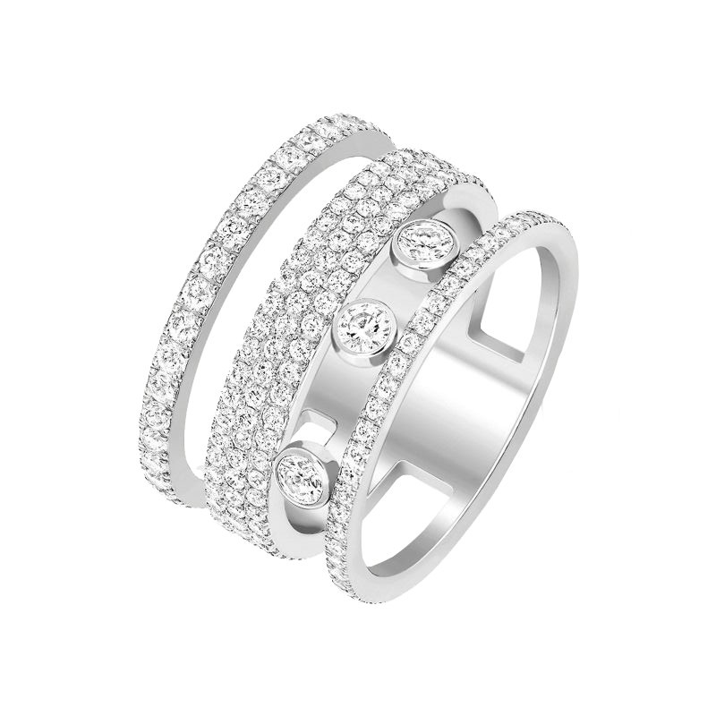 Bague Messika Move Romane Pavée grand modèle en or blanc et diamants