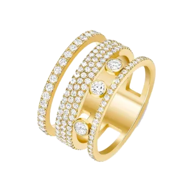 Bague Messika Move Romane Pavée grand modèle en or jaune et diamants