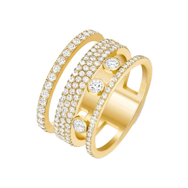 Bague Messika Move Romane Pavée grand modèle en or jaune et diamants