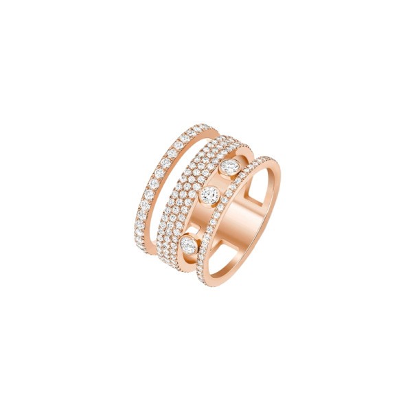 Bague Messika Move Romane Pavée grand modèle en or rose et diamants