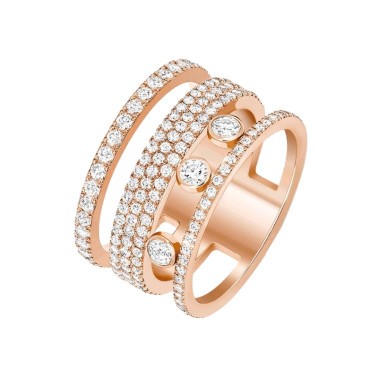 Bague Messika Move Romane Pavée grand modèle en or rose et diamants