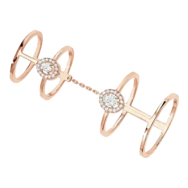 Bague Messika Glam'Azone double en or rose et diamants