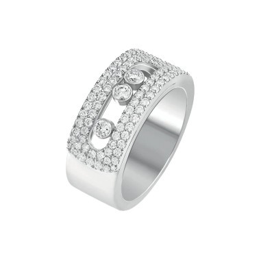 Bague Messika Move Noa Pavée grand modèle en or blanc et diamants
